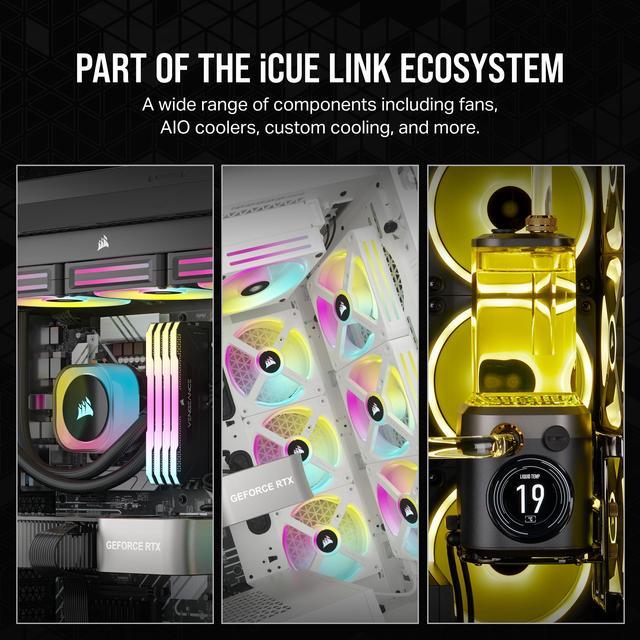 Alt view image 8 of 10 - CORSAIR iCUE Link H115i RGB Liquid CPU Cooler - 280mm AIO - QX140 RGB Fans - Fits Intel® LGA 1700, AMD® AM5 - iCUE Link System Hub Included - Black