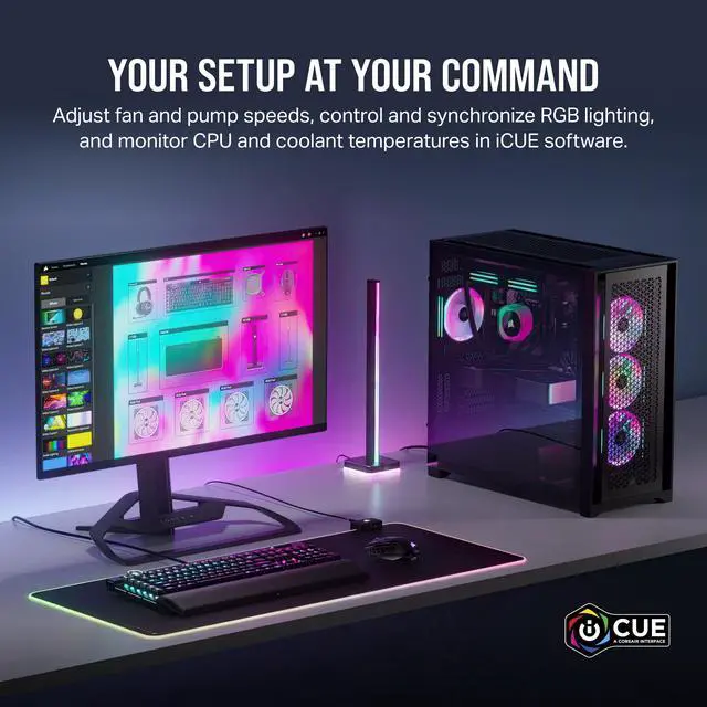 Alt view image 9 of 10 - CORSAIR iCUE Link H115i RGB Liquid CPU Cooler - 280mm AIO - QX140 RGB Fans - Fits Intel® LGA 1700, AMD® AM5 - iCUE Link System Hub Included - Black