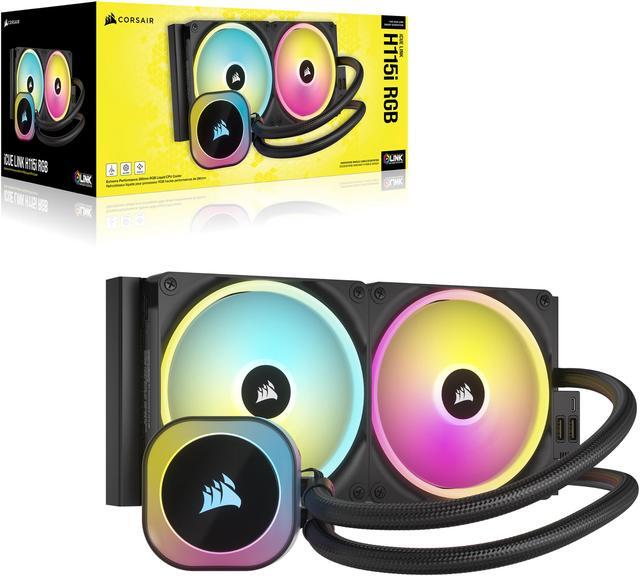 Alt view image 10 of 10 - CORSAIR iCUE Link H115i RGB Liquid CPU Cooler - 280mm AIO - QX140 RGB Fans - Fits Intel® LGA 1700, AMD® AM5 - iCUE Link System Hub Included - Black