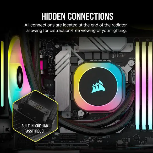 Alt view image 4 of 10 - CORSAIR iCUE Link H150i RGB Liquid CPU Cooler - 360mm AIO - QX120 RGB Fans - Fits Intel LGA 1851/1700, AMD AM5 - iCUE Link System Hub Included - Black