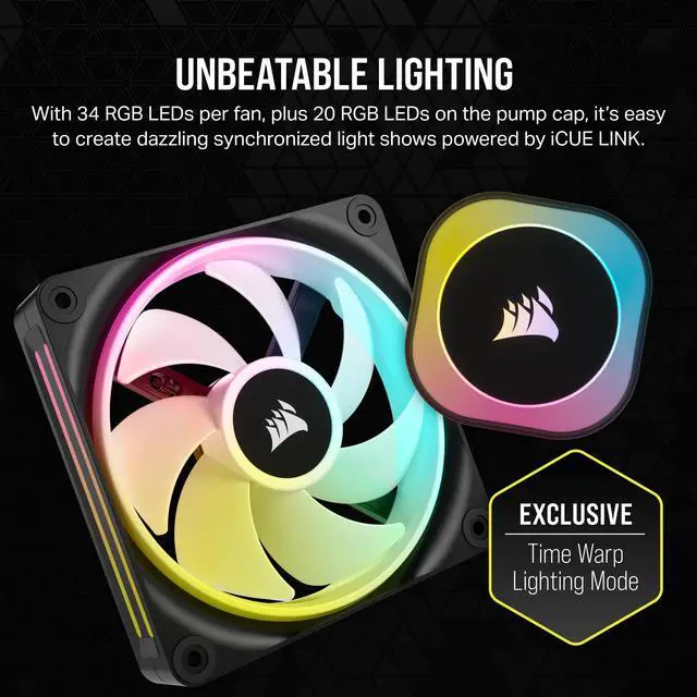 Alt view image 5 of 10 - CORSAIR iCUE Link H150i RGB Liquid CPU Cooler - 360mm AIO - QX120 RGB Fans - Fits Intel LGA 1851/1700, AMD AM5 - iCUE Link System Hub Included - Black