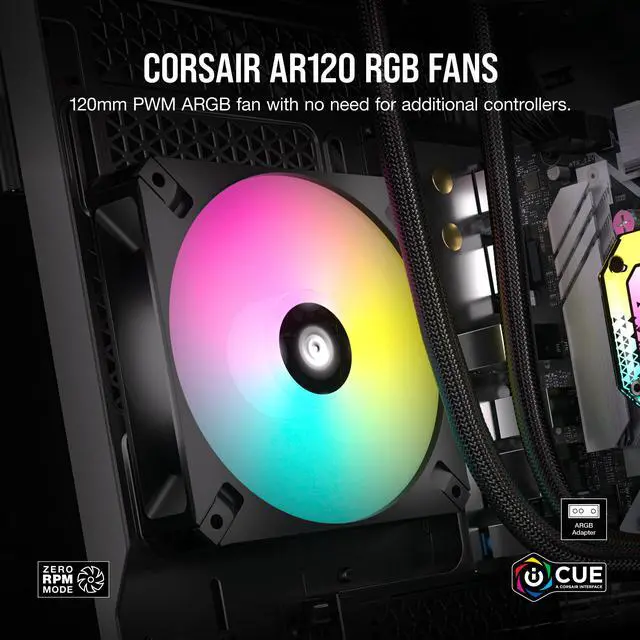 Alt view image 3 of 8 - CORSAIR iCUE AR120 RGB Digital 120mm ARGB-Compatible Fans - Triple Fan Kit - Black