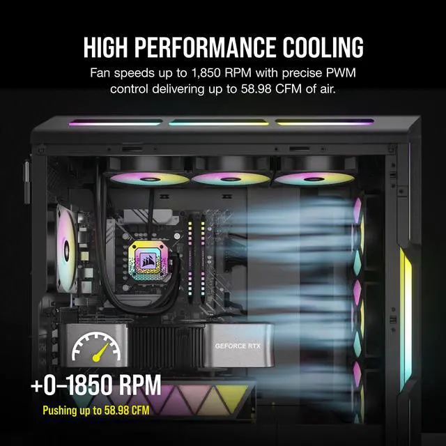 Alt view image 6 of 8 - CORSAIR iCUE AR120 RGB Digital 120mm ARGB-Compatible Fans - Triple Fan Kit - Black