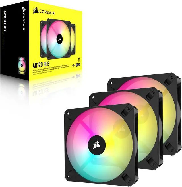 Alt view image 2 of 8 - CORSAIR iCUE AR120 RGB Digital 120mm ARGB-Compatible Fans - Triple Fan Kit - Black