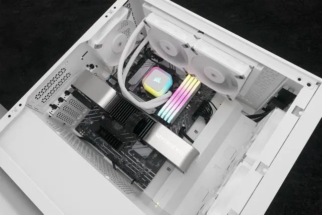 Alt view image 10 of 13 - CORSAIR H100i RGB ELITE Liquid CPU Cooler - White - 16 Dynamic RGB LEDs - AF120 ELITE PWM Fans - Intel LGA 1851, 1700, 1200, 2066, AMD®  AM5 & AM4 Sockets