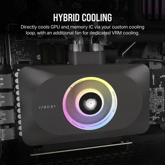 Alt view image 7 of 9 - CORSAIR iCUE LINK XG3 RGB Hybrid GPU Water Block - Hybrid Custom Cooling - Near-Universal Compatibility - 18 Addressable RGB LEDs - iCUE LINK connectivity - Fits AMD RX 7900 XT(X)