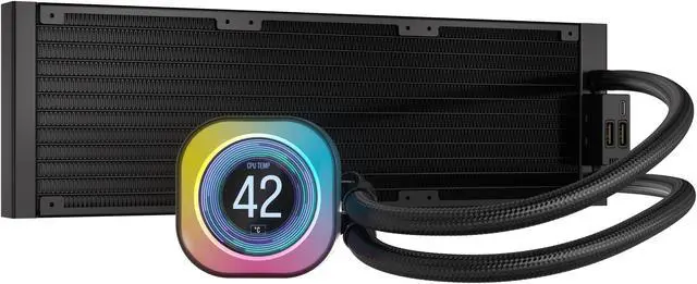 Alt view image 6 of 18 - CORSAIR iCUE LINK H150i LCD Liquid CPU Cooler - QX120 RGB Fans - 360mm Radiator - Fits Intel LGA 1851/1700, AMD AM5 - iCUE LINK System Hub Included