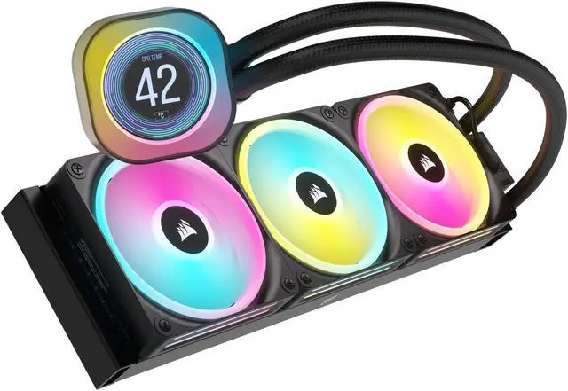 Alt view image 5 of 18 - CORSAIR iCUE LINK H150i LCD Liquid CPU Cooler - QX120 RGB Fans - 360mm Radiator - Fits Intel LGA 1851/1700, AMD AM5 - iCUE LINK System Hub Included