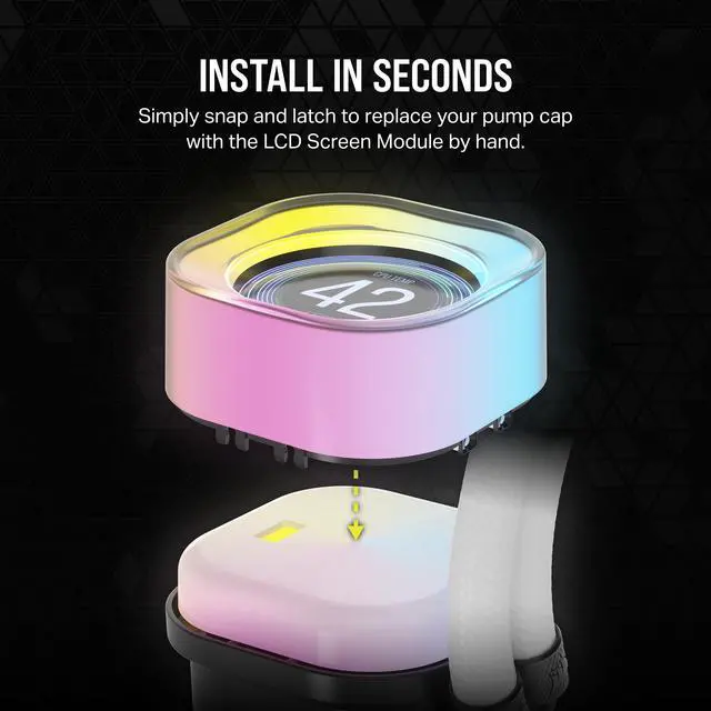 Alt view image 9 of 14 - CORSAIR iCUE Link AIO LCD Screen Module - 2.1” IPS LCD Screen - 24 Individually Addressable RGB LEDs - Tool-Free Installation - Black