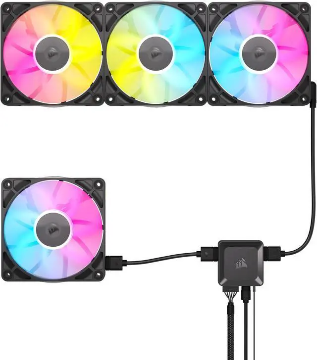 Alt view image 3 of 19 - CORSAIR iCUE Link RX120 RGB 120mm PWM Fans with iCUE Link System Hub - Magnetic Dome Bearing - Triple Pack - Black