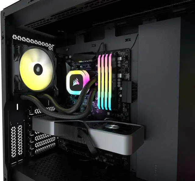 Alt view image 6 of 9 - CORSAIR H55 RGB Liquid CPU Cooler, 120mm Radiator, SP120 RGB ELITE PWM fan, 21 bright RGB LEDs - LGA 1200,115X, AM5, and AM4 -CW-9060052-WW