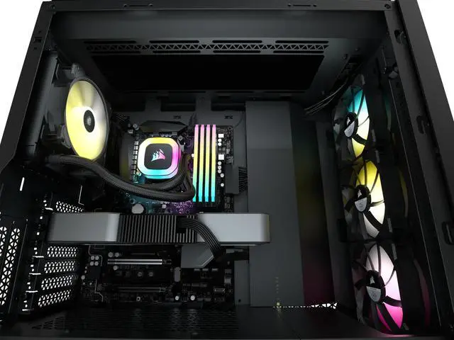 Alt view image 8 of 9 - CORSAIR H55 RGB Liquid CPU Cooler, 120mm Radiator, SP120 RGB ELITE PWM fan, 21 bright RGB LEDs - LGA 1200,115X, AM5, and AM4 -CW-9060052-WW