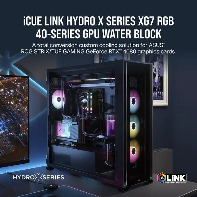 Alt view image 7 of 12 - CORSAIR Hydro X Series iCUE LINK XG7 RGB 4080 STRIX/TUF GPU Water Block - For ASUS® ROG STRIX and TUF Gaming GeForce RTX™ 4080 - Nickel-Plated Copper GPU Water Block with Included Backplate