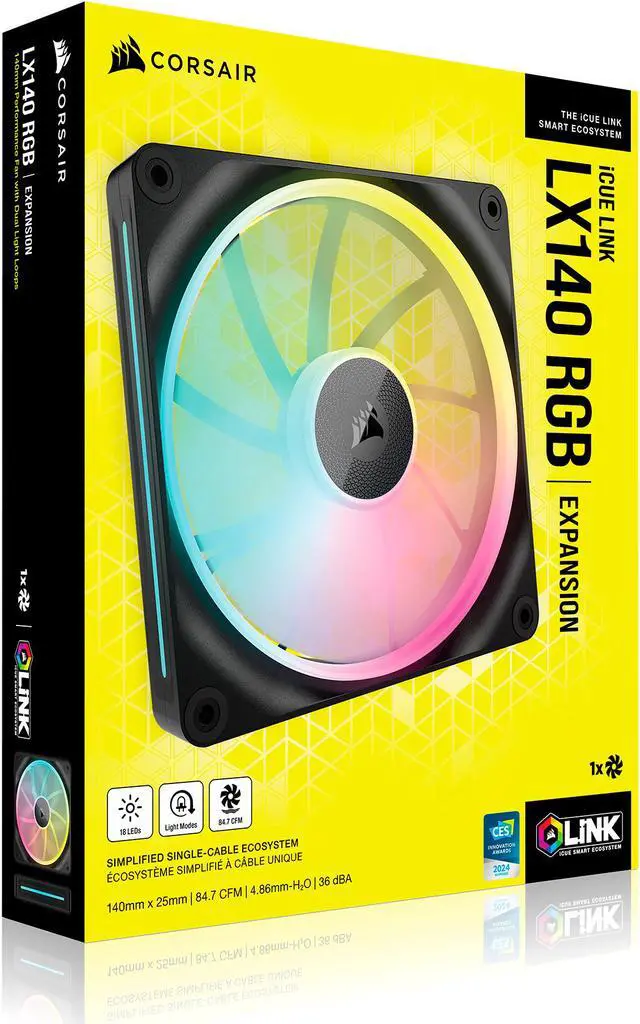 Alt view image 3 of 11 - CORSAIR LX RGB Series, iCUE LINK LX140 RGB, 140mm Fan, Single Pack