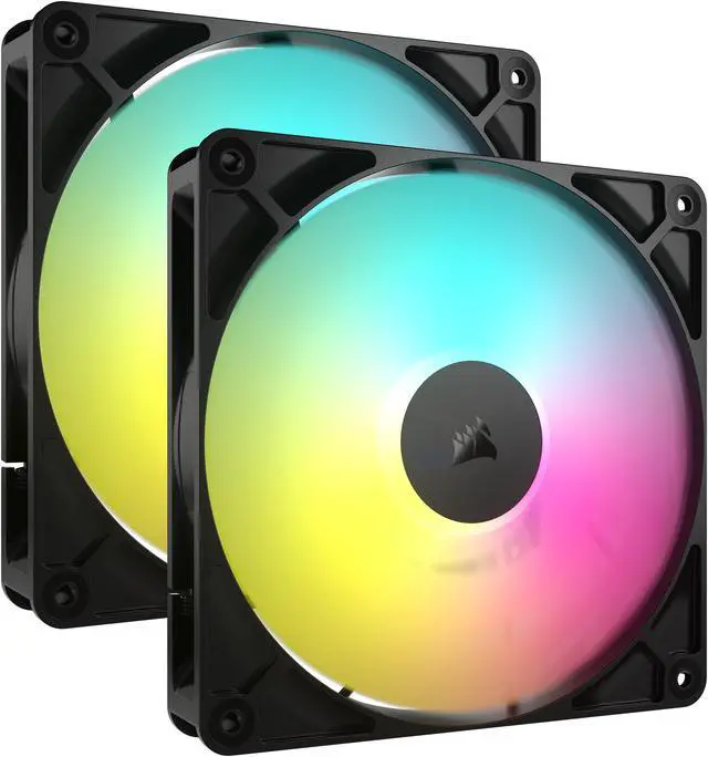 Main image of CORSAIR RS140 ARGB PWM 140mm Fans Dual Pack - Simplified Control - Daisy-Chain 4-Pin PWM and +5V ARGB Connections - Concentrated AirGuide Cooling - Magnetic Dome Bearing