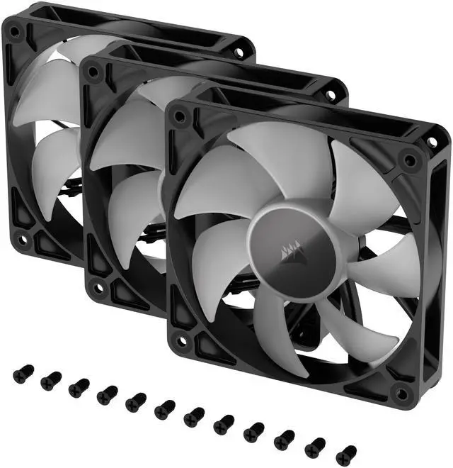 Alt view image 2 of 12 - CORSAIR RS120 ARGB PWM 120mm Fans Triple Pack - Simplified Control - Daisy-Chain 4-Pin PWM and +5V ARGB Connections - Concentrated AirGuide Cooling - Magnetic Dome Bearing
