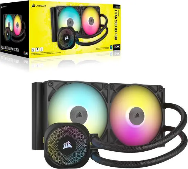 Alt view image 11 of 11 - CORSAIR iCUE LINK TITAN 280 RX RGB Liquid CPU Cooler - RX140 RGB Fans - Fits Intel LGA 1851/1700, AMD AM5/AM4 - iCUE LINK System Hub Included