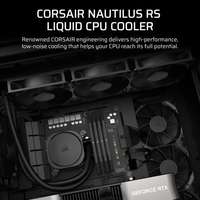 Alt view image 11 of 17 - CORSAIR NAUTILUS 360 RS Liquid CPU Cooler – RS120 Fans – Fits Intel® LGA 1851/1700, AMD®  AM5/AM4 – Simple Daisy-Chain - Direct Motherboard Connection