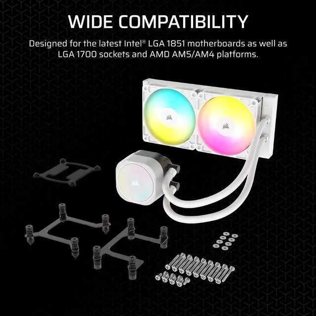 Alt view image 6 of 17 - CORSAIR NAUTILUS 240 RS ARGB Liquid CPU Cooler – White – RS120 ARGB Fans – Fits Intel®  LGA 1851, AMD® AM5/AM4 – Simple Daisy-Chain Connections - Direct Motherboard  Connection