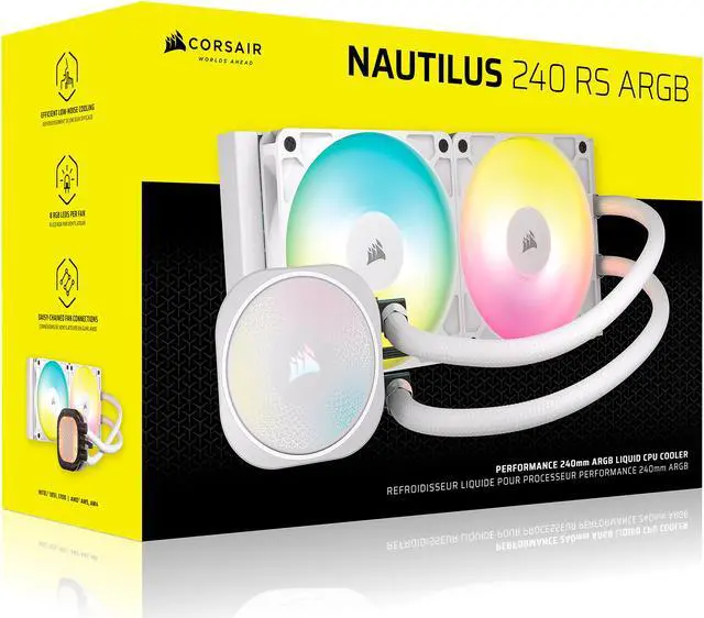 Alt view image 17 of 17 - CORSAIR NAUTILUS 240 RS ARGB Liquid CPU Cooler – White – RS120 ARGB Fans – Fits Intel®  LGA 1851, AMD® AM5/AM4 – Simple Daisy-Chain Connections - Direct Motherboard  Connection
