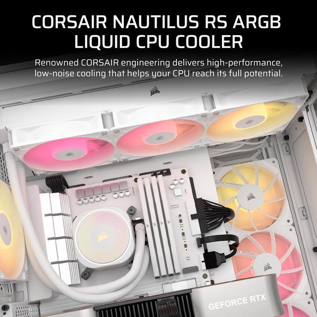 Alt view image 2 of 20 - CORSAIR NAUTILUS 360 RS ARGB Liquid CPU Cooler – White – RS120 ARGB Fans – Fits Intel®  LGA 1851, AMD® AM5/AM4 – Simple Daisy-Chain Connections - Direct Motherboard  Connection