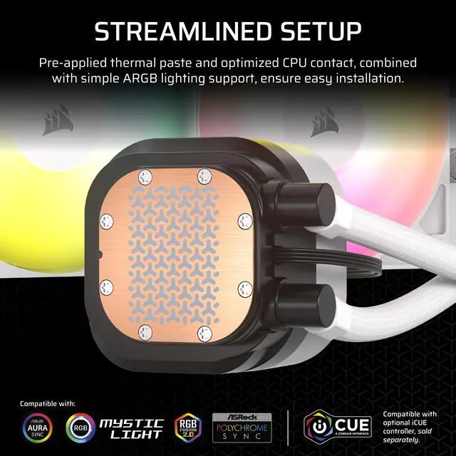 Alt view image 3 of 20 - CORSAIR NAUTILUS 360 RS ARGB Liquid CPU Cooler – White – RS120 ARGB Fans – Fits Intel®  LGA 1851, AMD® AM5/AM4 – Simple Daisy-Chain Connections - Direct Motherboard  Connection