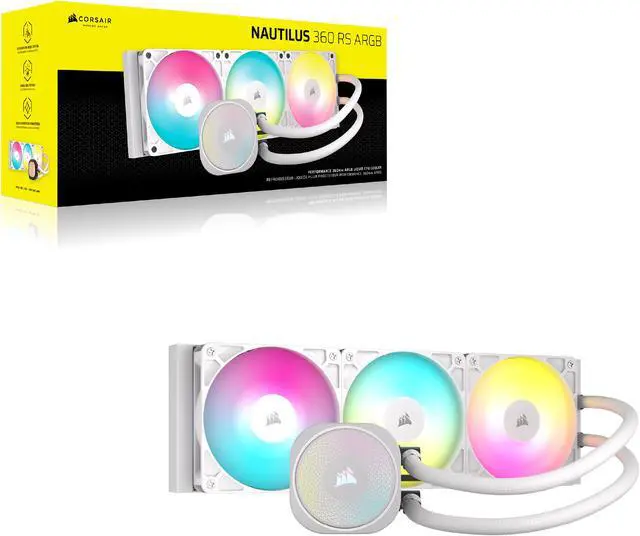 Alt view image 20 of 20 - CORSAIR NAUTILUS 360 RS ARGB Liquid CPU Cooler – White – RS120 ARGB Fans – Fits Intel®  LGA 1851, AMD® AM5/AM4 – Simple Daisy-Chain Connections - Direct Motherboard  Connection