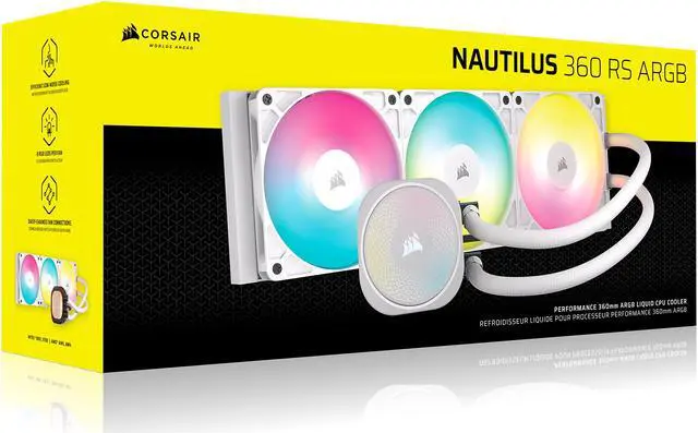 Alt view image 19 of 20 - CORSAIR NAUTILUS 360 RS ARGB Liquid CPU Cooler – White – RS120 ARGB Fans – Fits Intel®  LGA 1851, AMD® AM5/AM4 – Simple Daisy-Chain Connections - Direct Motherboard  Connection