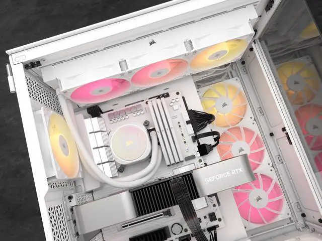 Alt view image 17 of 20 - CORSAIR NAUTILUS 360 RS ARGB Liquid CPU Cooler – White – RS120 ARGB Fans – Fits Intel®  LGA 1851, AMD® AM5/AM4 – Simple Daisy-Chain Connections - Direct Motherboard  Connection
