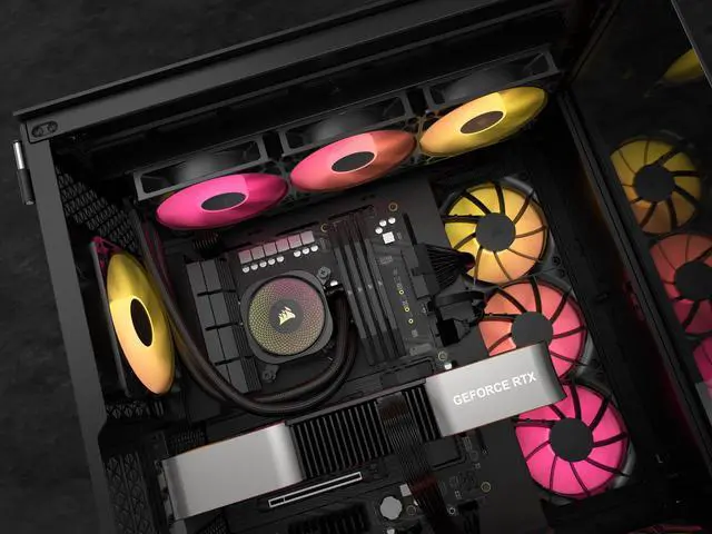 Alt view image 9 of 20 - CORSAIR NAUTILUS 360 RS ARGB Liquid CPU Cooler – RS120 ARGB Fans – Fits Intel® LGA 1851,  AMD® AM5/AM4 – Simple Daisy-Chain Connections - Direct Motherboard Connection
