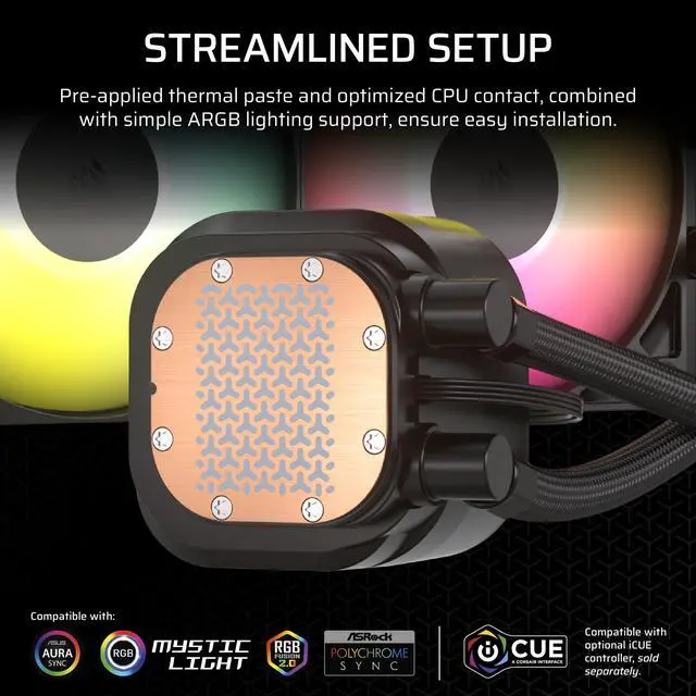 Alt view image 13 of 20 - CORSAIR NAUTILUS 360 RS ARGB Liquid CPU Cooler – RS120 ARGB Fans – Fits Intel® LGA 1851,  AMD® AM5/AM4 – Simple Daisy-Chain Connections - Direct Motherboard Connection