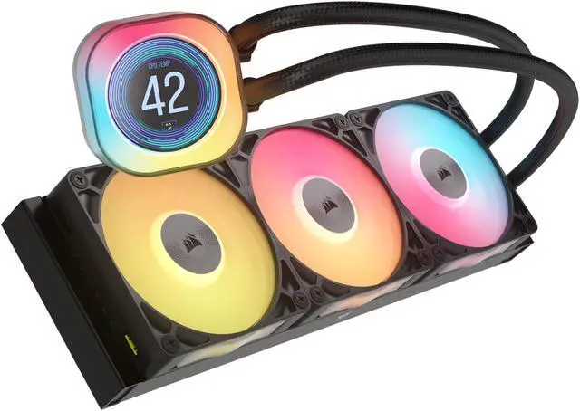 Alt view image 3 of 16 - CORSAIR iCUE LINK TITAN 360 RX LCD Liquid CPU Cooler – RX120 RGB Fans – Fits Intel® LGA  1851/1700, AMD® AM5/AM4 – iCUE LINK System Hub Included