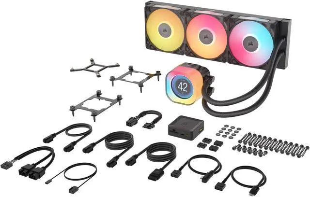 Alt view image 14 of 16 - CORSAIR iCUE LINK TITAN 360 RX LCD Liquid CPU Cooler – RX120 RGB Fans – Fits Intel® LGA  1851/1700, AMD® AM5/AM4 – iCUE LINK System Hub Included