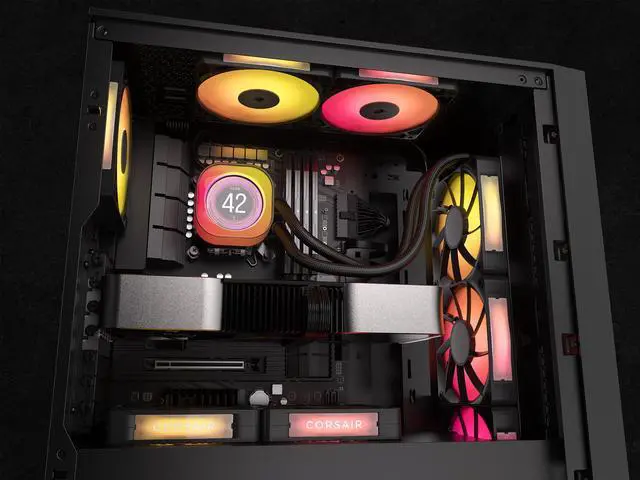 Alt view image 9 of 16 - CORSAIR iCUE LINK TITAN 360 RX LCD Liquid CPU Cooler – RX120 RGB Fans – Fits Intel® LGA  1851/1700, AMD® AM5/AM4 – iCUE LINK System Hub Included