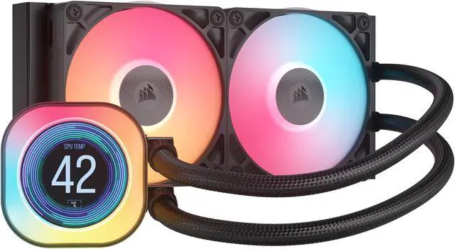 Alt view image 4 of 17 - CORSAIR iCUE LINK TITAN 240 RX LCD Liquid CPU Cooler – RX120 RGB Fans – Fits Intel® LGA 1851/1700, AMD® AM5/AM4 – iCUE LINK System Hub Included