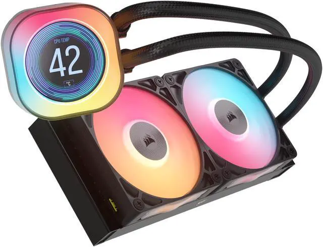 Alt view image 2 of 17 - CORSAIR iCUE LINK TITAN 240 RX LCD Liquid CPU Cooler – RX120 RGB Fans – Fits Intel® LGA 1851/1700, AMD® AM5/AM4 – iCUE LINK System Hub Included