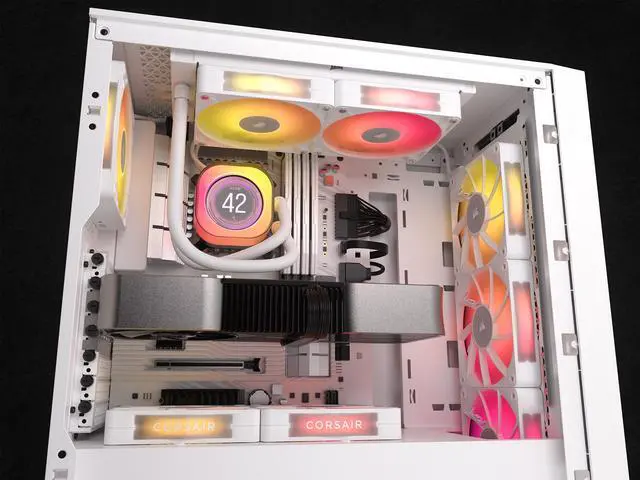 Alt view image 11 of 16 - CORSAIR iCUE LINK TITAN 240 RX LCD Liquid CPU Cooler – White – RX120 RGB Fans – Fits Intel®  LGA 1851/1700, AMD® AM5/AM4 – iCUE LINK System Hub Included
