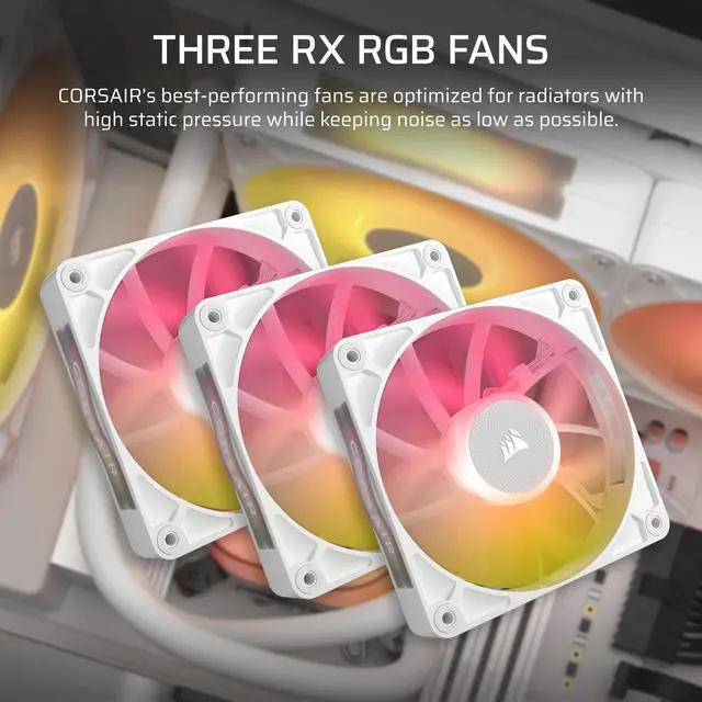 Alt view image 6 of 17 - CORSAIR iCUE LINK TITAN 360 RX LCD Liquid CPU Cooler – White – RX120 RGB Fans – Fits Intel®  LGA 1851/1700, AMD® AM5/AM4 – iCUE LINK System Hub Included