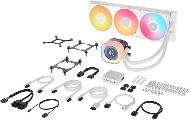 Alt view image 15 of 17 - CORSAIR iCUE LINK TITAN 360 RX LCD Liquid CPU Cooler – White – RX120 RGB Fans – Fits Intel®  LGA 1851/1700, AMD® AM5/AM4 – iCUE LINK System Hub Included