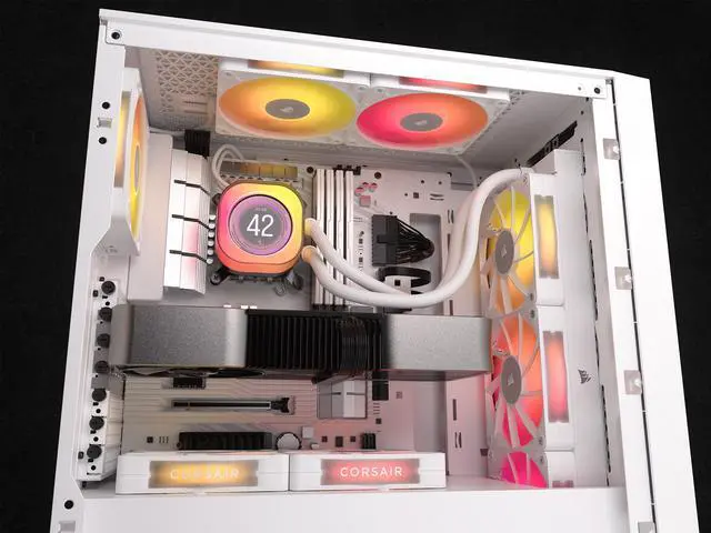 Alt view image 11 of 17 - CORSAIR iCUE LINK TITAN 360 RX LCD Liquid CPU Cooler – White – RX120 RGB Fans – Fits Intel®  LGA 1851/1700, AMD® AM5/AM4 – iCUE LINK System Hub Included