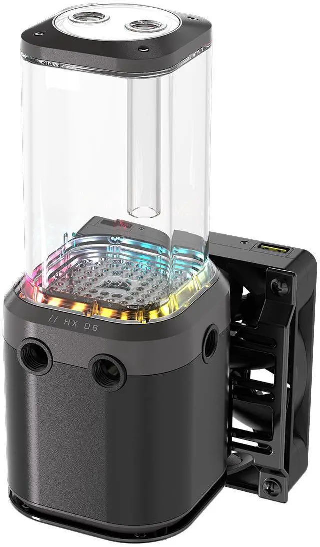 Main image of CORSAIR iCUE LINK XD6 RGB ELITE Pump Reservoir Unit CORSAIR iCUE LINK XD6 RGB ELITE Pump/Reservoir offers high coolant flow, a sleek design, RGB lighting, and streamlined connection to the iCUE LINK