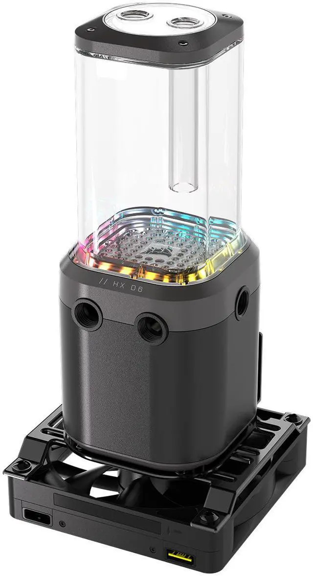 Alt view image 2 of 10 - CORSAIR iCUE LINK XD6 RGB ELITE Pump Reservoir Unit CORSAIR iCUE LINK XD6 RGB ELITE Pump/Reservoir offers high coolant flow, a sleek design, RGB lighting, and streamlined connection to the iCUE LINK