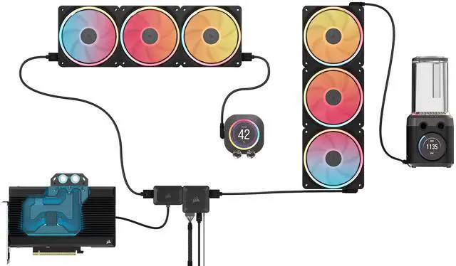 Alt view image 3 of 10 - CORSAIR iCUE LINK XD6 RGB ELITE Pump Reservoir Unit CORSAIR iCUE LINK XD6 RGB ELITE Pump/Reservoir offers high coolant flow, a sleek design, RGB lighting, and streamlined connection to the iCUE LINK