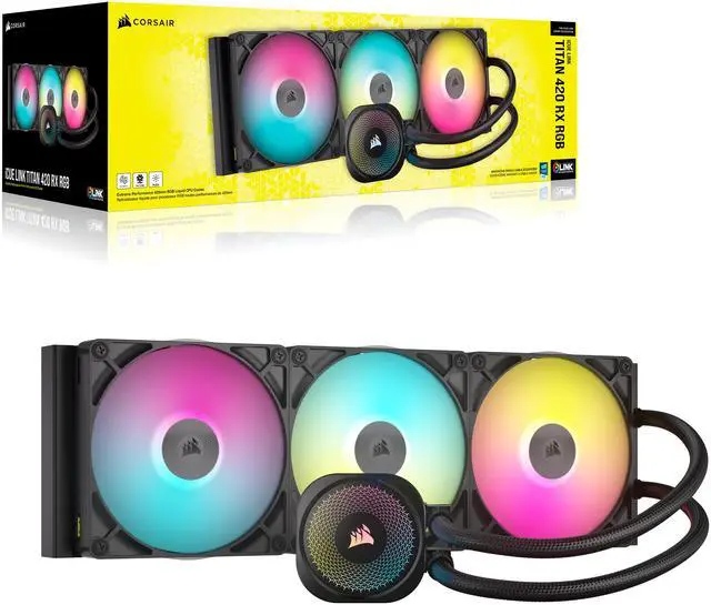 Alt view image 7 of 7 - CORSAIR iCUE LINK TITAN 420 RX RGB Liquid CPU Cooler – RX140 RGB Fans – Fits Intel® LGA 1851/1700, AMD® AM5/AM4 – iCUE LINK System Hub Included