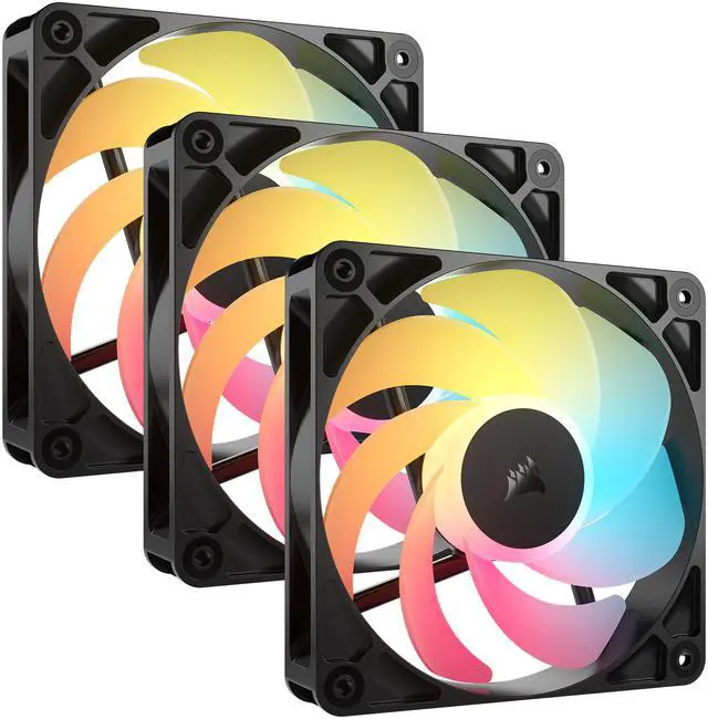 Alt view image 4 of 7 - CORSAIR RS120-R ARGB 120mm PWM Reverse Fans Triple Pack – Reverse Fan Blade – Eight Vibrant RGB LEDs – Magnetic Dome Bearing – Daisy-Chain 4-Pin PWM and +5V ARGB Connections