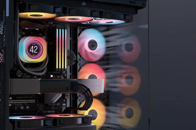 Alt view image 6 of 7 - CORSAIR RS120-R ARGB 120mm PWM Reverse Fans Triple Pack – Reverse Fan Blade – Eight Vibrant RGB LEDs – Magnetic Dome Bearing – Daisy-Chain 4-Pin PWM and +5V ARGB Connections