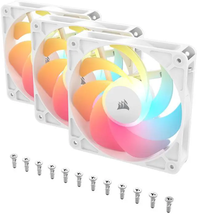 Alt view image 3 of 7 - CORSAIR RS120-R ARGB 120mm PWM Reverse Fans Triple Pack – White – Reverse  Fan Blade – Eight Vibrant RGB LEDs – Magnetic Dome Bearing – Daisy-Chain 4-Pin  PWM and +5V ARGB Connections