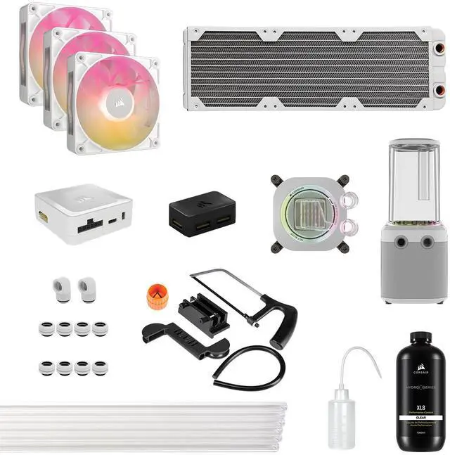 Alt view image 7 of 7 - CORSAIR iCUE LINK XH505i RX 360 RGB Custom Cooling Kit – Custom Cooling Loop – XC7 ELITE CPU Water Block – XD6 ELITE Pump Reservoir – 3x RX120 RGB Fans – XR5 360mm Radiator – iCUE LINK System Hub