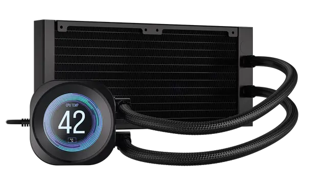Alt view image 3 of 19 - CORSAIR NAUTILUS 240 RS LCD Liquid CPU Cooler – 2.1" IPS LCD Screen  – RS120 Fans – 240/360mm Radiator – Fits Intel® LGA 1851/1700,  AMD® AM5/AM4 – Simple Daisy-Chain Connections