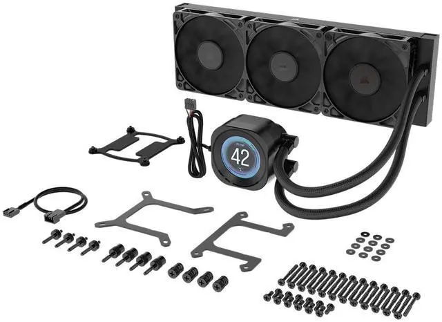 Alt view image 7 of 20 - CORSAIR NAUTILUS 360 RS LCD Liquid CPU Cooler – 2.1" IPS LCD Screen  – RS120 Fans – 360mm Radiator – Fits Intel® LGA 1851/1700, AMD®  AM5/AM4 – Simple Daisy-Chain Connections